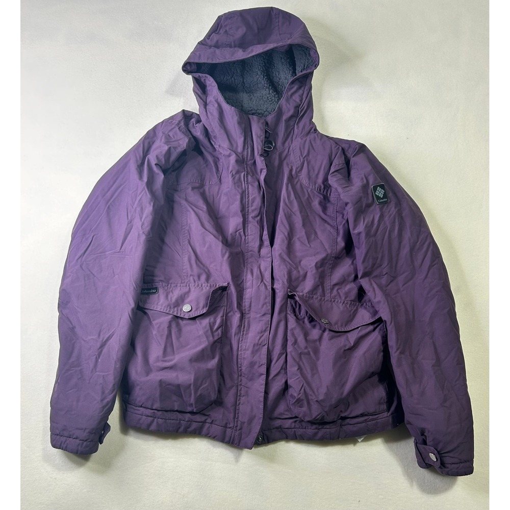 Columbia Womens XL Purple Hooded‎ Insulated Winter Jacket Sherpa Lined Coat